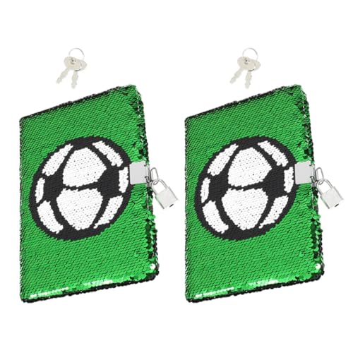 OFFSCH 2st Fußball-notizbuch Wendbares Tagebuch Mit Pailletten Fußball-pailletten-tagebuch Pailletten Tagebuch Fußballtagebücher Tagebuch Mit Schloss Für Jungen Notizblock Green Metall von OFFSCH