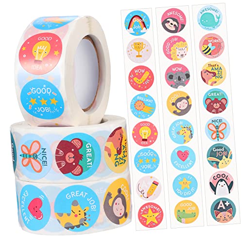 OFFSCH 3 Rollen Cartoon-Aufkleber für Kinder Cartoon- -Aufkleber Motivationsaufkleber für Kinder cute sticker süße sticker Kindergartenversorgung multifunktionale Belohnungsaufkleber von OFFSCH