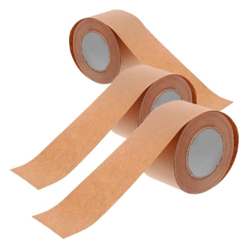 OFFSCH 3 Rollen Klebeband aus Kraftpapier Packband aus Papier braunes Papierband Kraftpapier Klebeband Verschlussband Packpapier für den Versand Packband aus Bastelpapier Light Brown von OFFSCH