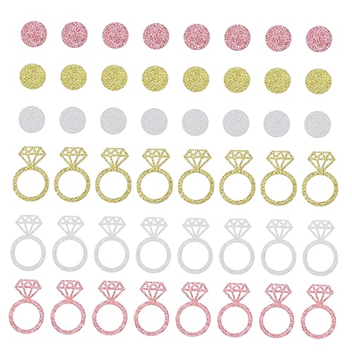 OFFSCH 3 Sätze Ausgeschnittene Diamantringfragmente Hochzeitskonfetti Kreis Konfetti Glitzerndes Konfetti Zubehör Für Partydekoration Diamantring Konfetti Weihnachtskonfetti Papier von OFFSCH