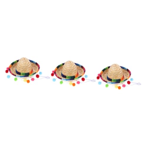 OFFSCH 3 Stück Kleiner Hut Spanischer Strohhut Fiesta Haustierhut Mini Mexikanischer Hut Karnevalshut Hund Sombrero Hut Mexiko Partyhut Hawaiianischer Cosplay Hut Cinco De Mayo Hüte von OFFSCH