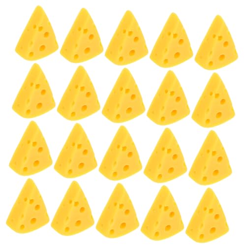 OFFSCH 30 STK dreieckiger Kuchen küchen Dekoration Käse-Flatback-Charms Käse Rollenspiel Spielzeug Partydekorationen zum Thema Käse Essen in der Mini-Küche Mini-Käse Plastik Yellow von OFFSCH