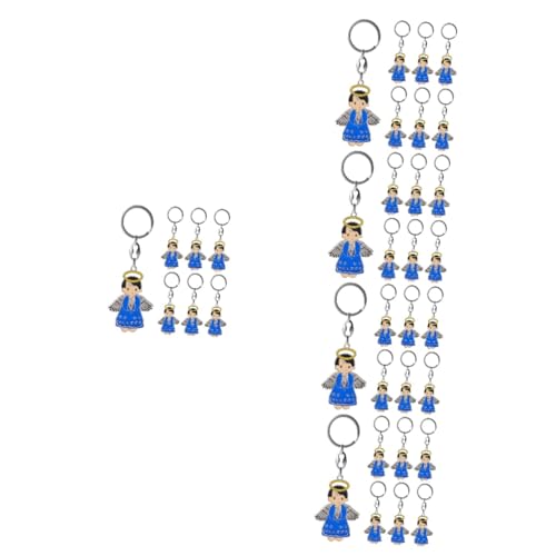 OFFSCH 30 Stk Engel Schlüsselanhänger Religiöser Schlüsselanhänger Babyparty-souvenirs Engelsflügel Schlüsselanhänger Rosenkranz Schlüsselanhänger Taschenanhänger Legierung Blue von OFFSCH