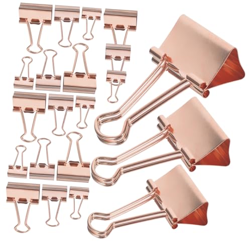 OFFSCH 30St bürobedarf büroklammern multifunktionsbügel dip clip Schreibwarenklammern klipps papierklammern ordner dokumentenmappe Mini-Bindeklammern Heftklammern groß Metall Rose Gold von OFFSCH