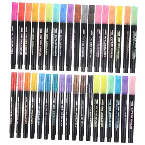 OFFSCH 36 Stück Glitzer Marker Farbmarker Textmarker Pastell Textmarker Fluoreszierende Textmarker Für Teenager Massenmarker Ausgefallene Marker DIY Zubehör Propylen von OFFSCH