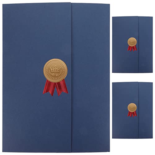 OFFSCH 3St Ehren urkunde ordner dokumentenmappe dokumenten ablage Schutzmappe für Zertifikate mappen Ringbuch Zertifikatsinhaber Bank briefumschläge Urkundenhülle Papier-Award-Cover Blue von OFFSCH