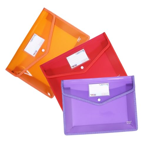 OFFSCH 3st A4 Wasserdichte Aktentasche A4 Dokumentenmappe Orange Ordner Dokumentenordner Knopf Nach Oben Organisator Von Projektdokumenten Dokumentenspeicher-organizer Pvc von OFFSCH