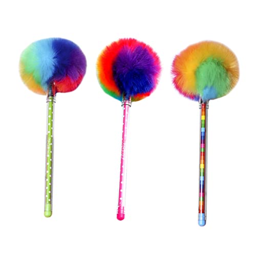 OFFSCH 3st Farbiger Kugelschreiber Farbige Gelstifte Kugelschreiber Für Studenten Neuheit Gelstift Kugelschreiberspitze Cartoon-kugelschreiber Pom Pom Stifte Für Kinder Büro Stift Plastik von OFFSCH