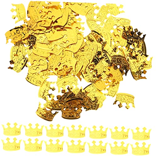 OFFSCH 4 Packungen Konfetti Goldessen Krone Ausgeschnitten Esstisch Dekor Hochzeitskrone Babykrone Prinzessinnenkronen Mini-krone Streuung Am Partytisch Paillettenbesatz Tischstreuung Pvc von OFFSCH