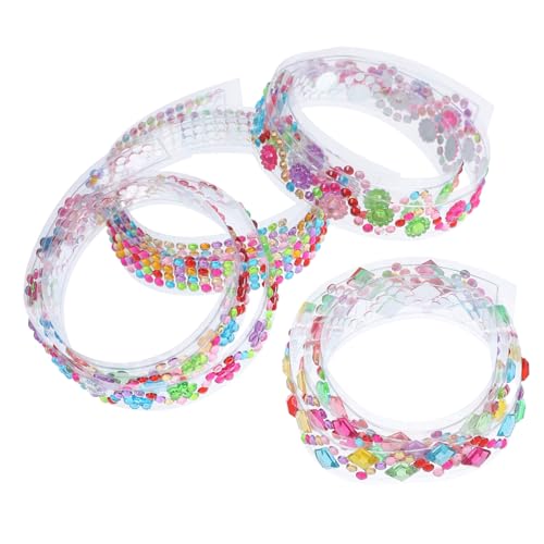 OFFSCH 4 Rollen Strassband DIY-Bastelzubehör Kunsthandwerk Klebeband selbstklebende Strassstreifen Fotorahmenbänder Scrapbooking-Bänder selbstklebendes Klebeband DIY Klebeband Acryl von OFFSCH