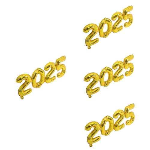 OFFSCH 4 Sätze 2025 Ballon 2025 Grad Party Luftballons Zurück Zu Schulballons Partyzubehör Für Silvester Zahlenballons Ballonbuchstaben Neujahrsdekore Brautballons Golden Aluminiumfolie von OFFSCH