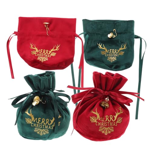 OFFSCH 4 Stück Apfeltasche Samt Frohe Weihnachten-leckerli-beutel Weihnachtstüte Weihnachts-goodie-bag Glockenverpackungsbeutel Weihnachts-hochzeitstaschen Urlaubs-goodie-bag Stoff von OFFSCH