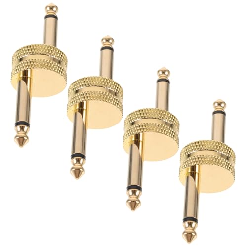 OFFSCH 4 Stück Audio-doppelstecker Effektpedal-adapter 6,35 Gitarrenpedalanschluss E-gitarren-pedalanschluss Gitarren-patch-adapter Adapter Für Gitarrenpedal Pedalkupplung Metall Golden von OFFSCH