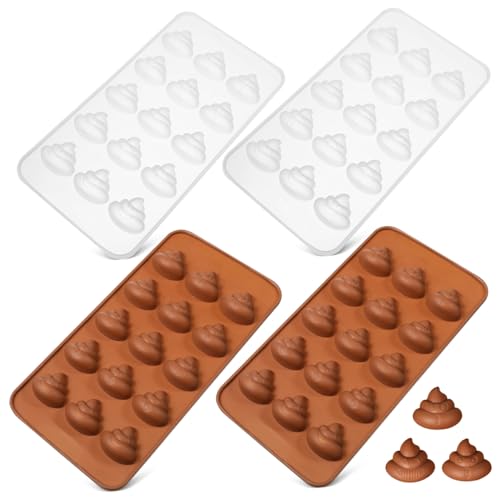 OFFSCH 4 Stück Kristall Epoxidharz Form Keksform Backen Silikonformen Poop Silikonformen Silikon Keksformen Gummiformen Schokoladenformen Zuckerformen Fondantform Backform von OFFSCH