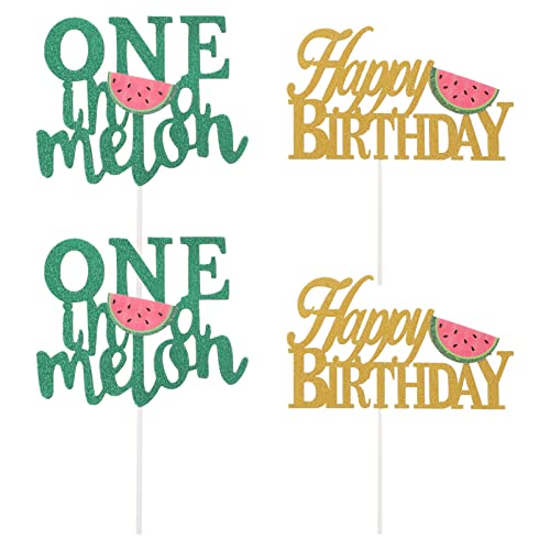 OFFSCH 4 Stück Kuchendekoration Obstkuchen Wassermelonenkuchen Auswählen Cupcake-kapazitäten Dekoration Für Party Kinder Glitzernd Cupcake-topper Cupcake-verzierung Papier von OFFSCH