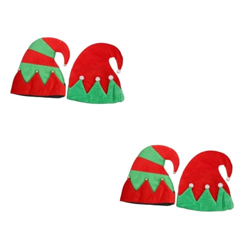 OFFSCH 4 Stück Weihnachtselfenmütze weihnachtsmann kopfschmuck Elfenmützen für Kinder weihnachtsparty accessoires Weihnachts-Elfenhut weihnachtsmützenverzierungen weihnachtsmütze dekore von OFFSCH