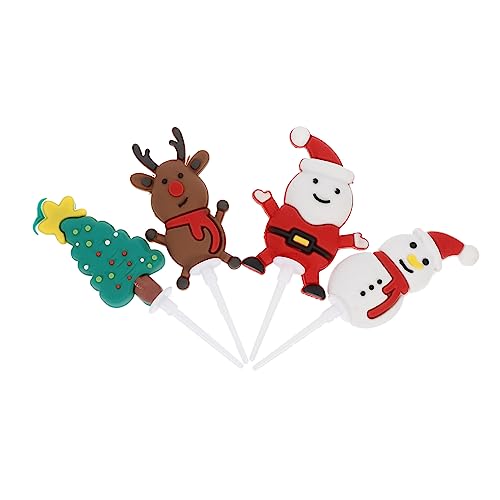 OFFSCH 4 Stück Weihnachtskucheneinsatz weihnachtsparty accessoires cake topper weihnachten Weihnachts-Topper-Kuchen Cupcake-Ornament Weihnachtsdekoration Kuchenverzierung weiches Gummi von OFFSCH