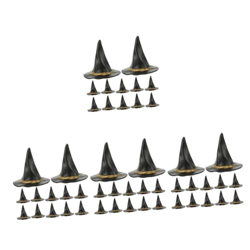 OFFSCH 48 Stk Mini-Hexenhut Halloween-Kostüm Mini-Hexen-Partyhüte Hexenhüte für Frauen Zaubererhut Puppenhaus-Dekoration DIY-Dekoration kleine hexenhut dekoration Mini-Hüte Plastik Black von OFFSCH