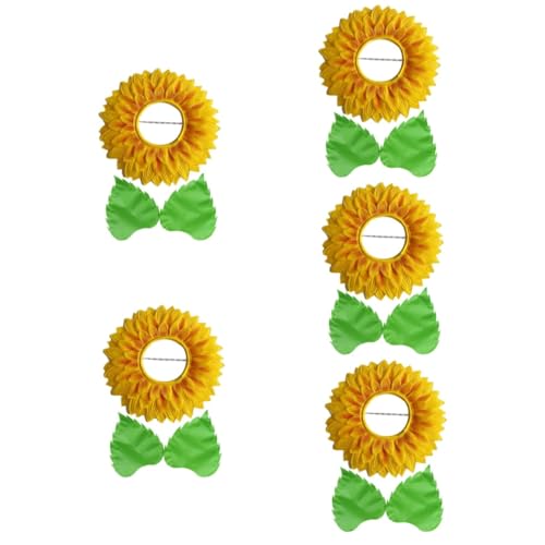 OFFSCH 5 Sets Sonne Kopfschmuck Bekleidung Kopfbedeckung Kostüm Tiara Das Outfit Kleidung Sonnenblume Halloween Hut Partyzubehör Party Requisite Lustige Hüte Für Party Hut Seidentuch von OFFSCH