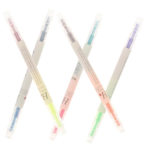 OFFSCH 5 Stück Fetter Markierungsstift Textmarker Stift Textmarker Tragbarer Markierungsstift Marker Textmarker Doppelköpfiger Textmarker Aquarellstift Fluoreszierender Stift Kunststoff von OFFSCH