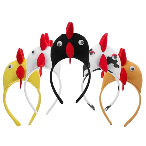 OFFSCH 5 Stück Maskerade Kopfschmuck Make Up Stirnband Hühner Haarband Party Stirnband Tiere Kostüm Stirnbänder Halloween Stirnband Für Stirnbänder Niedliche Hühner Dekorationen von OFFSCH