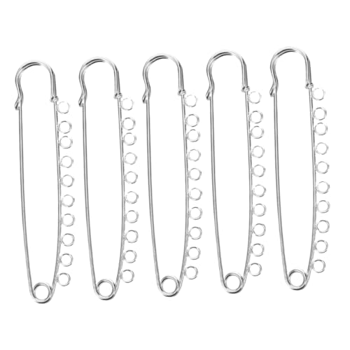 OFFSCH 5 Stück Sicherheitsnadeln Für Pullover Schals Kleidung Clips Zum Basteln Damen Schmuck Zubehör Broschennadeln Für Damen Wäschenadeln Quiltnadeln Metall Silber von OFFSCH