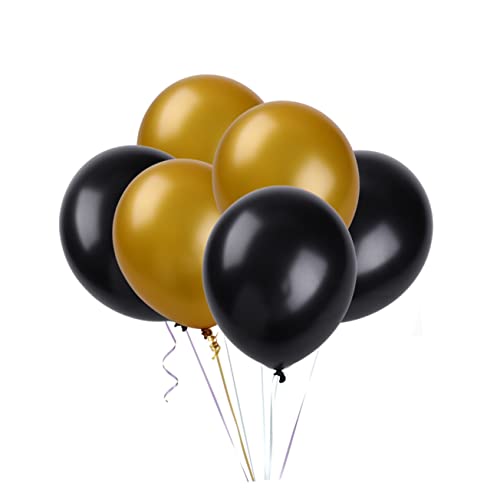 OFFSCH 50 Stück Hochzeitsballon Goldmatter Ballon Goldene Luftballons Runde Luftballons Matte Luftballons 12 Luftballons Matte Pastellfarbene Luftballons Hochzeitsdeko Latexballon Black von OFFSCH