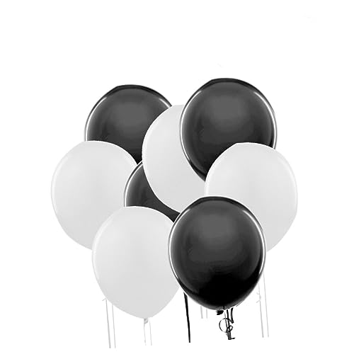 OFFSCH 50 Stück Weißer Und Schwarzer Latex Perlglanz Ballon Für Hochzeitsfeier Dekoration Geburtstag Luftballon Dekoration Partyballon Für Abschluss Und Jugendweihe von OFFSCH