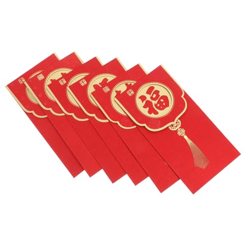 OFFSCH 6 Pcs Nylon Kleine Pinseldekorationen Chinesischer Neujahrsgeldinhaber Für Bargeld Chinesische Neujahrsgeldumschläge Hochzeitsgeldumschläge Hongbao Dekorative Umschläge Papier Rot von OFFSCH