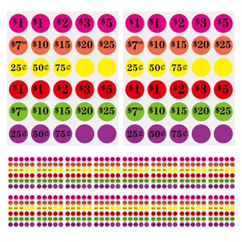 OFFSCH 6 Preisschild Aufkleber Supermarktversorgung Runde Preisschilder Preisaufkleber Für Kleine Unternehmen Verkaufspreis Aufkleber Waren Papier Preisschild Aufkleber Für Preisschilder von OFFSCH