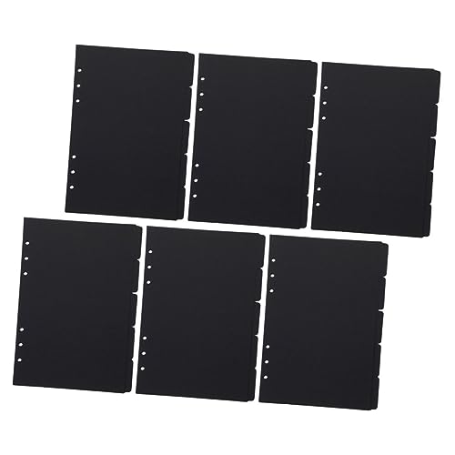 OFFSCH 6 Sätze Index-trennseite Ästhetische Trennwände Abnehmbare Notizbuchteiler A5 Ordnerteiler A5 6-ringbuch Notebook-tab-teiler Bindelaschen Gestanzte Ordnerteiler Black Papier von OFFSCH