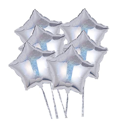 OFFSCH 6 Stück 18 Stern Heliumballon Hochzeitsballons Luftballons Zur Babyparty Partyballons Sternballons Rosa Dekoration Für Die Brautparty Pentagramm-ballon Jubiläumsballon Silver von OFFSCH