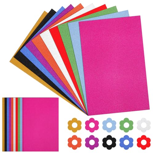 OFFSCH 60 Blatt Goldpulverkarton Herstellung Kartenvorrat Glitzerkartonpapier Farbiger Karton Glitzerfarbenes Papier Gestanztes Papier Bunter Karton Metallic-karton Sammelalbum Papierstau von OFFSCH