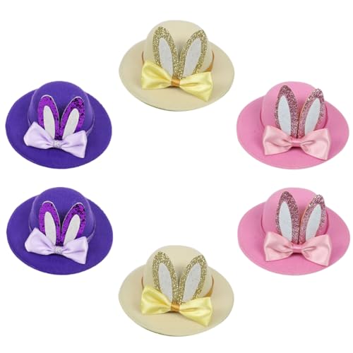 OFFSCH 6Pcs Hasenhut Hasen Kopf Haarnadeln Weiße Stirnbänder Osterhaarpin Farn Kostüme Kaninchen Barrette Mini Hut Haarclip Dekorative Haare Clip Ostern Barrette Pull Hair von OFFSCH