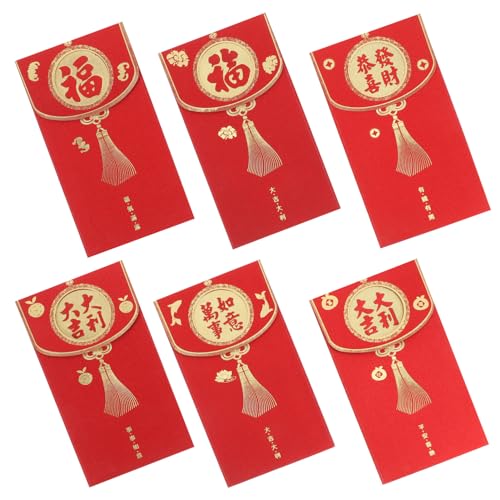 OFFSCH 6Pcs Jahr Der Schlange Red Envelope Dekorationen Münzumschläge Chinesisches Neujahr Rote Umschläge Rote Umschläge Chinesisches Neujahrsgeburtstag Rote Umschlag Hochzeit Umschläge von OFFSCH