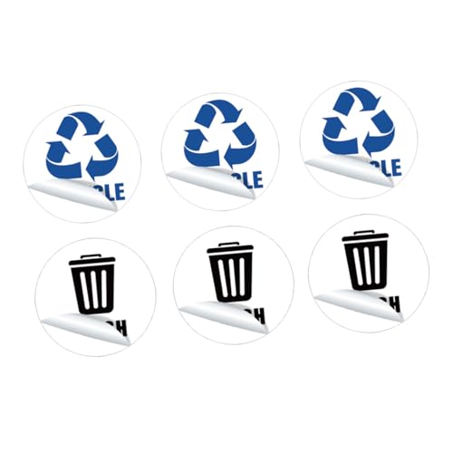 OFFSCH 6st Aufkleber Für Mülltonnen Aufkleber Für Die Mülltonne Etikettenaufkleber Für Die Müllsortierung Etiketten Für Mülltonnen Papierkorb-logo-symbol Recyceln Müll Aufkleber Weiß Pvc von OFFSCH