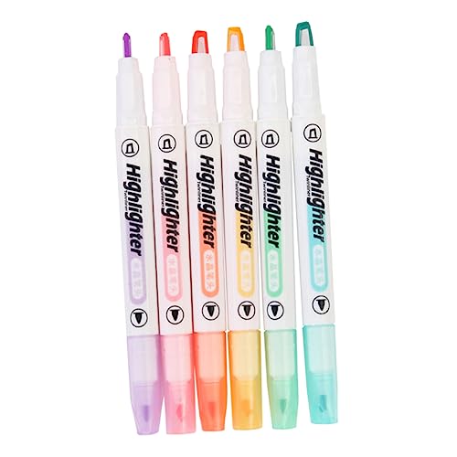 OFFSCH 6st Textmarker Highlighter Mit Pinselspitze Doppelendige Marker Bunte Highlighter Gel-highlighter Pastellmarker Milder Farbhighlighter Colorful Plastik von OFFSCH