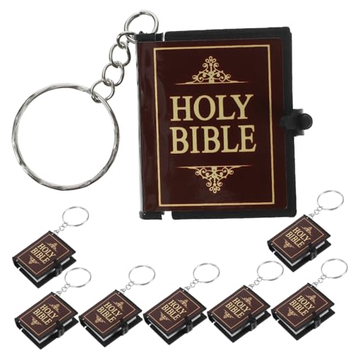 OFFSCH 8 Stück Bibel Schlüsselanhänger Schlüsselanhänger Heilige Bibel Buch Schlüsselanhänger Schlüsselanhänger Schlüsselanhänger Ornament Religiöser Schlüsselanhänger Anhänger von OFFSCH