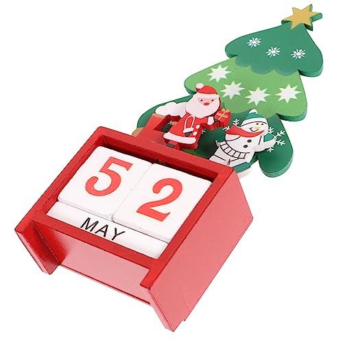 OFFSCH Adventskalender Tischdekoration Christbaumschmuck weihnachtsbaum personalisierter kinder desk calendar Monat Datumsanzeige Blockkalender hölzern von OFFSCH