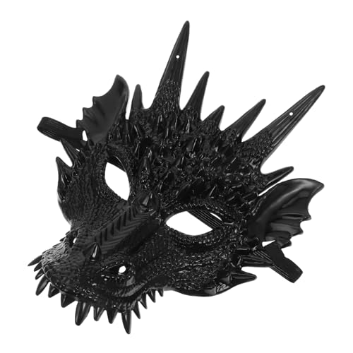 OFFSCH Drachenmaske Drachen Maskerade Maske Drachen Kostüm Maske Karnevalsparty Masken Drachen-cosplay-maske Horrormaske Kreatur-maske Schreckliche Tiermaske Masken-cosplay Black Plastik von OFFSCH