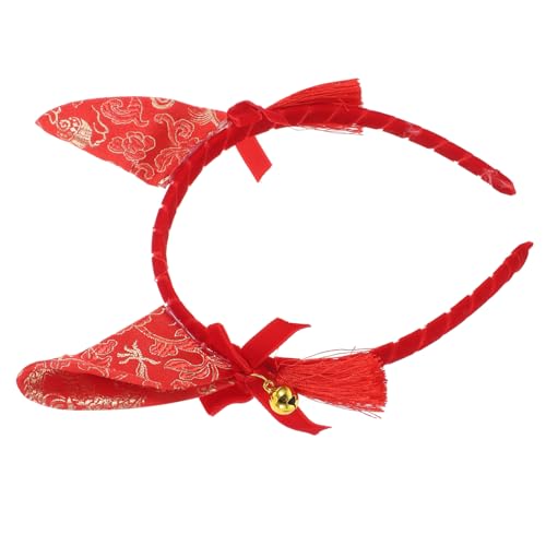 OFFSCH Fuchsohren Stirnband Tier Verkleiden Sich Stirnband Haarband Mit Tierohren Kopfbedeckung Mit Fuchsohren Kopfbedeckung Mit Pelzohren Fuchs-stirnband Urlaubs-stirnband Rot Polyester von OFFSCH