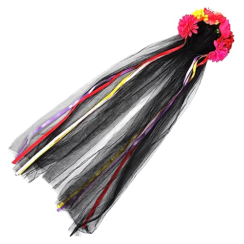 OFFSCH Halloween-Blumenkopfschmuck halloween haarschmuck halloween kopfschmuck Simulationsblumen-Stirnband Halloween-Schleier-Haarreifen Cosplay-Stirnband Halloween-Schleier-Stirnband von OFFSCH