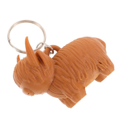 OFFSCH Highland Cow Ornament Schlüsselanhänger Süßer Tier-schlüsselanhänger Hochlandkuh-ringhalter Kuhstatue Hochlandkuhfigur Kuh Schlüsselanhänger Kuh Autozubehör Light Brown Metall von OFFSCH