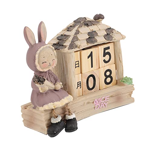 OFFSCH Kalender Tischdekoration für die Hochzeit Esstischdekoration Tischdekoration für den Haushalt Cool bürodeko büro dekoration Desktop-Ornament Wohnzimmerdekoration Holzblock Violett von OFFSCH