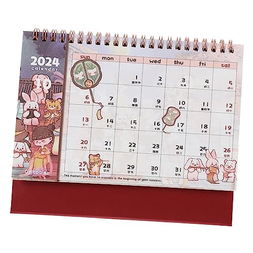 OFFSCH Kleiner Tischkalender 2024 büromaterial tischkalender basteln retro kalender desk calendar jahrestag Staffelei Kalender Mini-Tischkalender Planer Zeitplan Plankalender 2024 Papier von OFFSCH