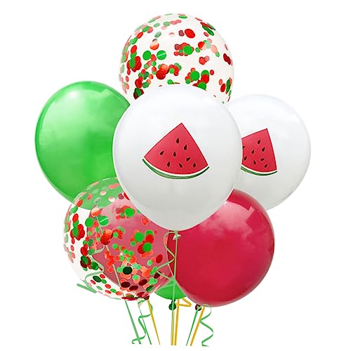 OFFSCH Latexballons Mit Sommerfrüchten Für Mottopartys 3 Wassermelonenballons 6 Einfarbige Ballons 3 Paillettenballons & 2 Bänder Perfekte Deko Für Geburtstagsfeiern Und von OFFSCH