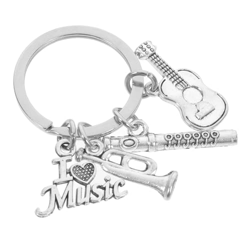 OFFSCH Musik Schlüsselanhänger Ausziehbarer Ausweishalter Schlüsselringe Dekorative Geldbörsenanhänger Musik-schlüsselanhänger Für Frauen Armband Schlüsselanhänger Silver Zinklegierung von OFFSCH