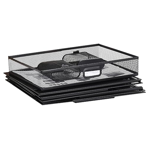 OFFSCH Papierorganizer für den Schreibtisch vertikal Briefablage aus Netzstoff schreibtischgestell tischregal schreibtisch Briefablage aus Metallgeflecht Aktenablage mit 4 Ebenen Black von OFFSCH