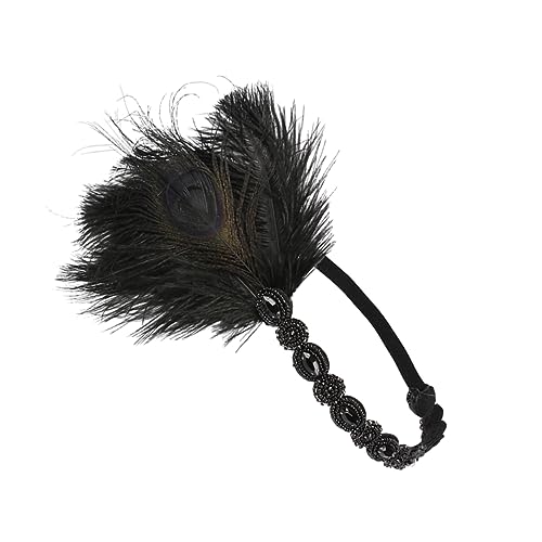 OFFSCH Pfauenfeder-stirnband Haarschmuck Für Den Abschlussball -stirnband Frauen Stirnband Make-up-haarband Retro-stirnband Performance-haarband Braut Stirnband Black von OFFSCH