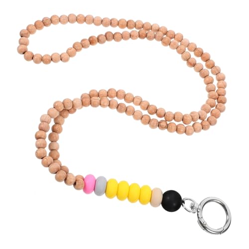 OFFSCH Schlüsselband aus Holzperlen Schlüsselanhänger Inhaber Holzperlen Lanyard Holzperlen Schlüsselband dekoration schlüsselhalter Perlenband für Ausweise tragbare Lanyards Kieselgel von OFFSCH